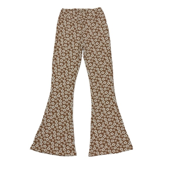 Belle Du Jour Pants - Belle Du Jour Flared Pants Medium Brown Floral Vintage‎ Soft Knit